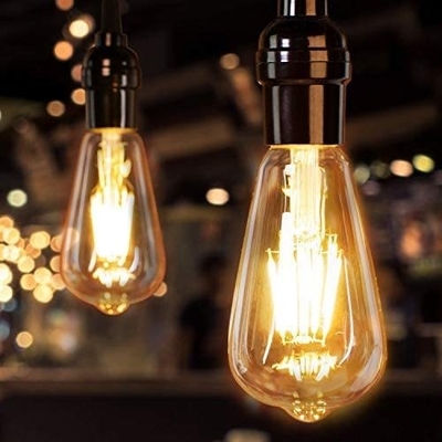 Fornitore di corrente alternativo Vetro d'ambra d'epoca ST19 Lampada a LED Dimmabile 40W Sostituzione Candela calda Base media