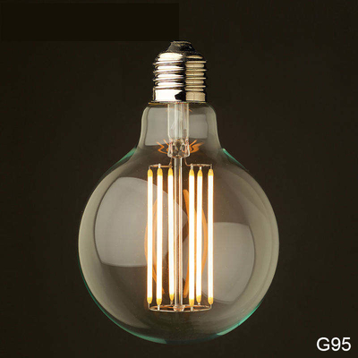 110 lm/w E26 E27 9W G125 G95 Lampadina a filamento a LED con funzione dimmabile e vetro ambra